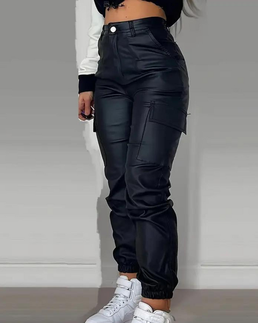 Cargo Leather Pants Piper - Black