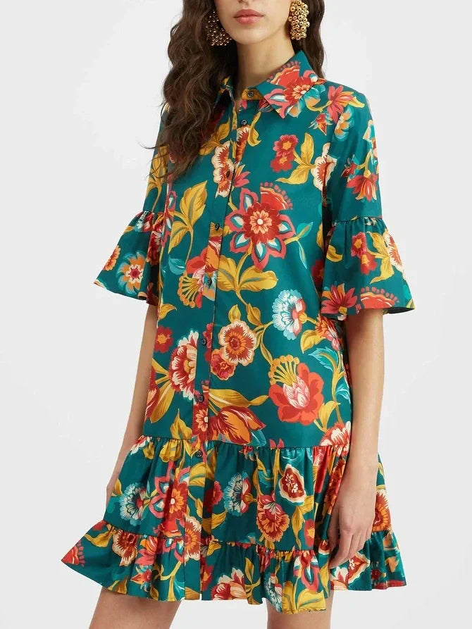 Vestido mini con estampado floral único Grace