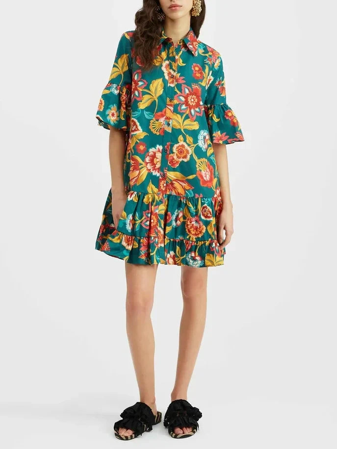 Vestido mini con estampado floral único Grace