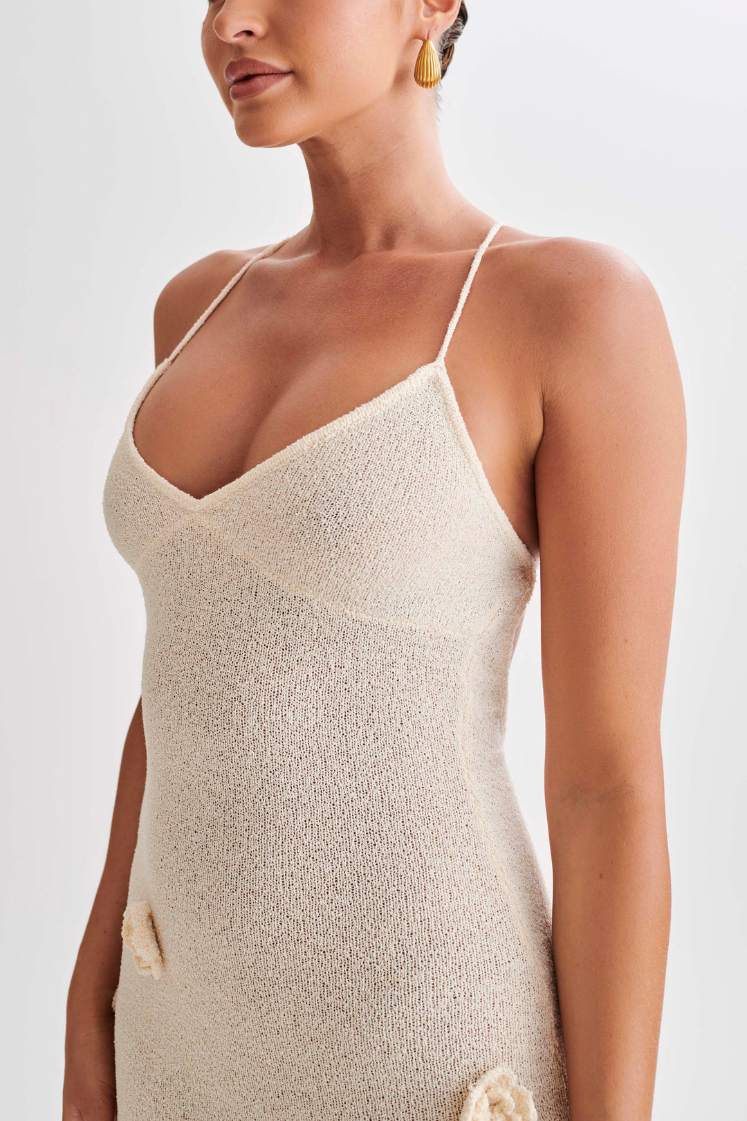 Women's Knit Maxi Dress – Strap Floral Bodycon Beach Cover-Up