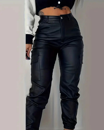 Cargo Leather Pants Piper - Black