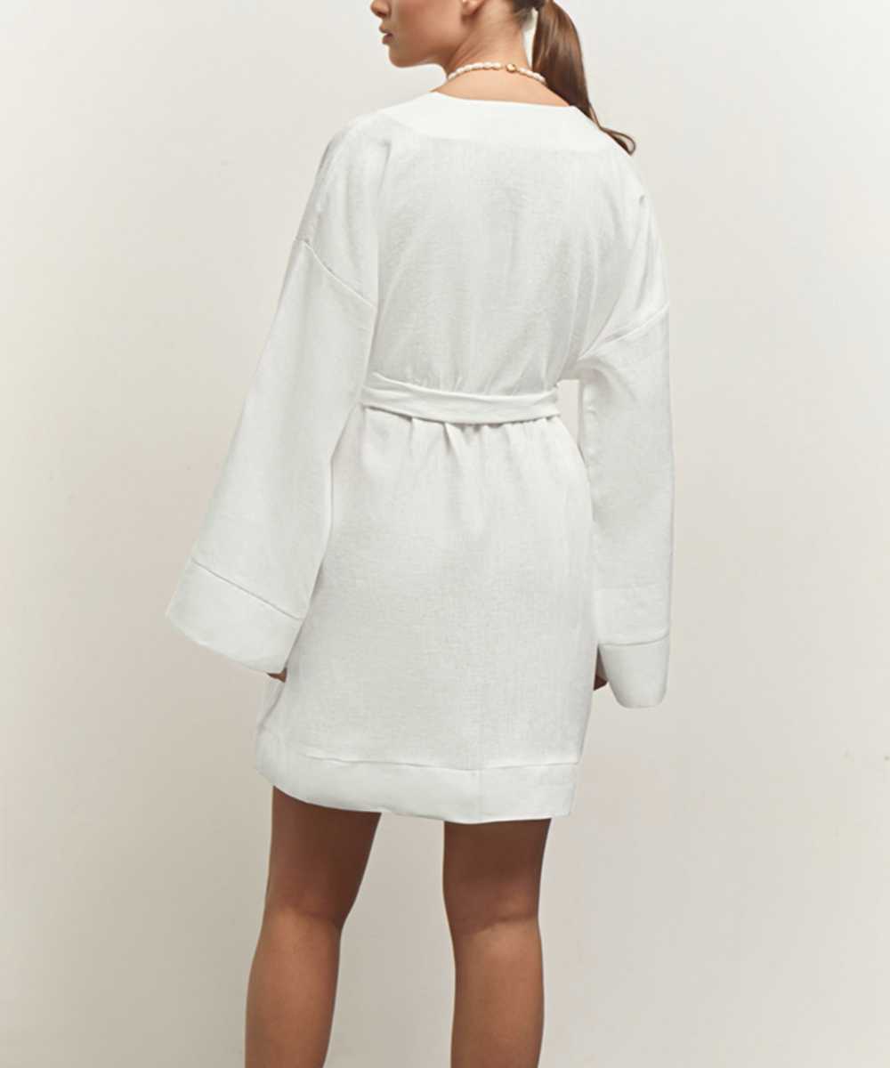 Robe kimono décontractée en coton et lin 