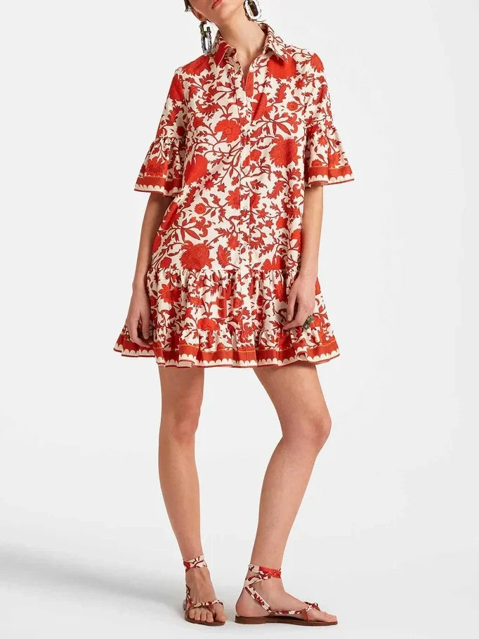 Minivestido con estampados otoñales únicos