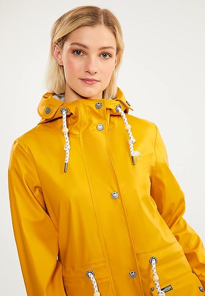 Livia - Water Resistant Hooded Striped Windbreaker Rain Jacket