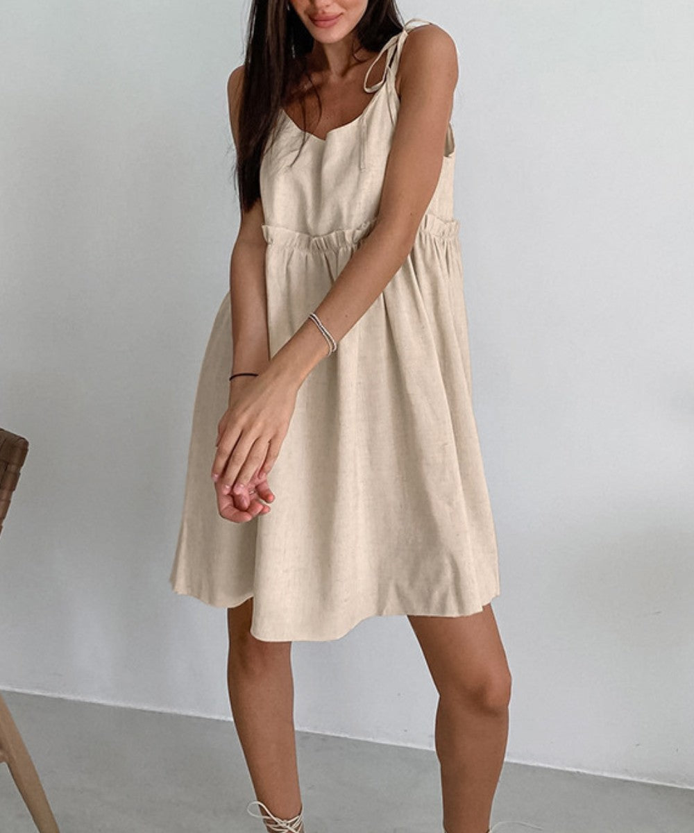 Simple Fold Vest Mini Dress