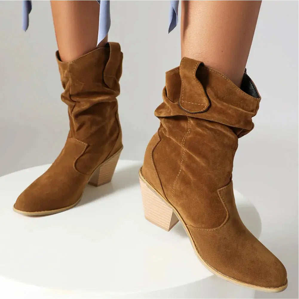 Haylee Essence - Ruched Western Boots