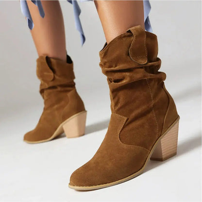 Haylee Essence - Ruched Western Boots