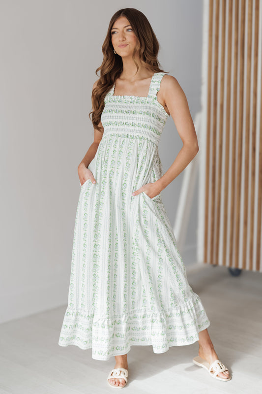 Haley Dress - M.Blue/Off White