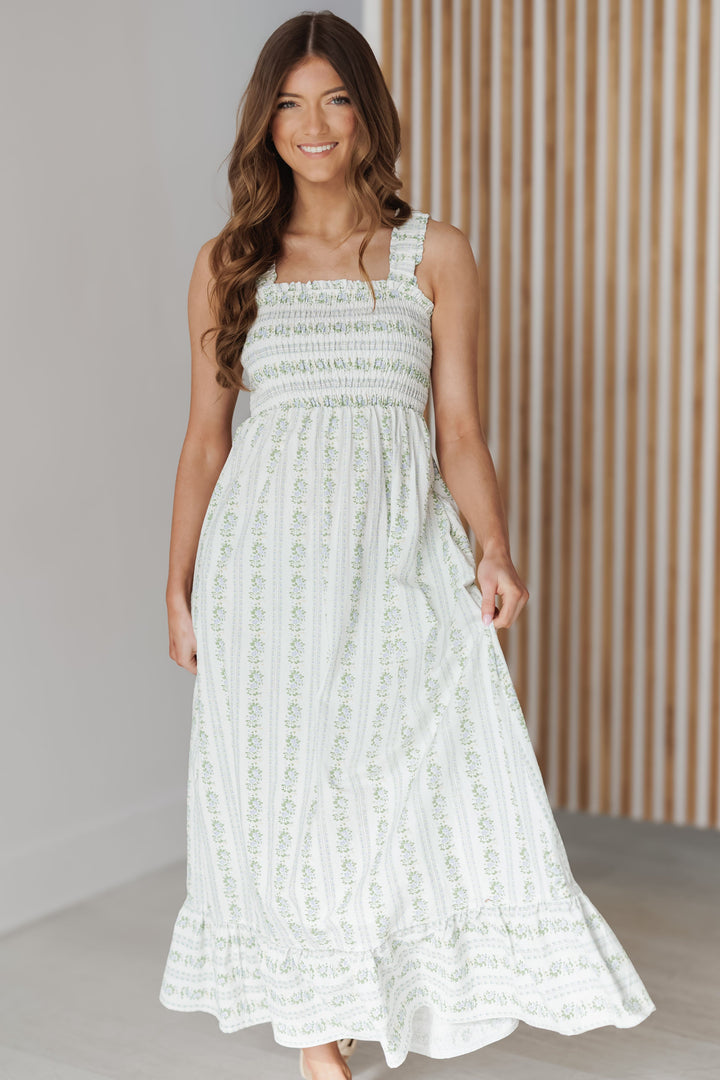 Haley Dress - M.Blue/Off White