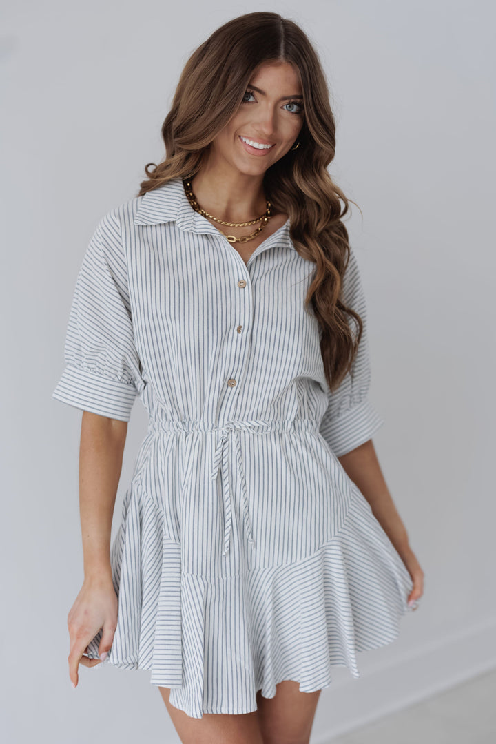 Bakersfield Shirt Dress - Navy Stripe