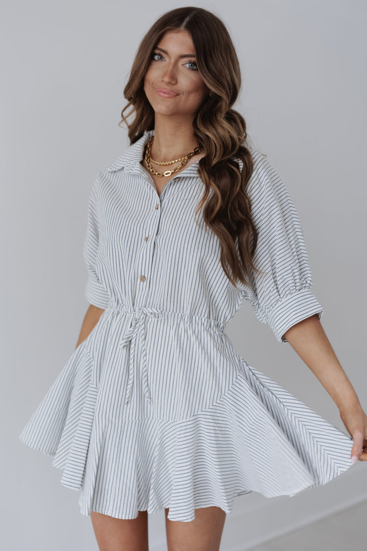 Bakersfield Shirt Dress - Navy Stripe