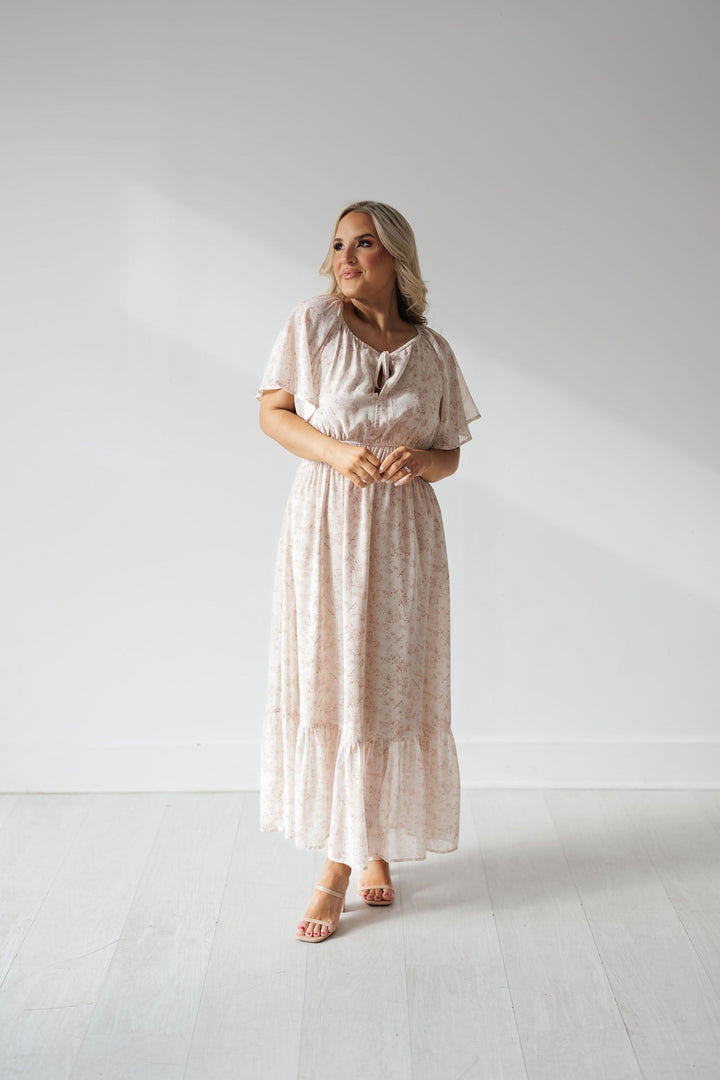 Sophia Dress - Mauve/Cream - FINAL SALE