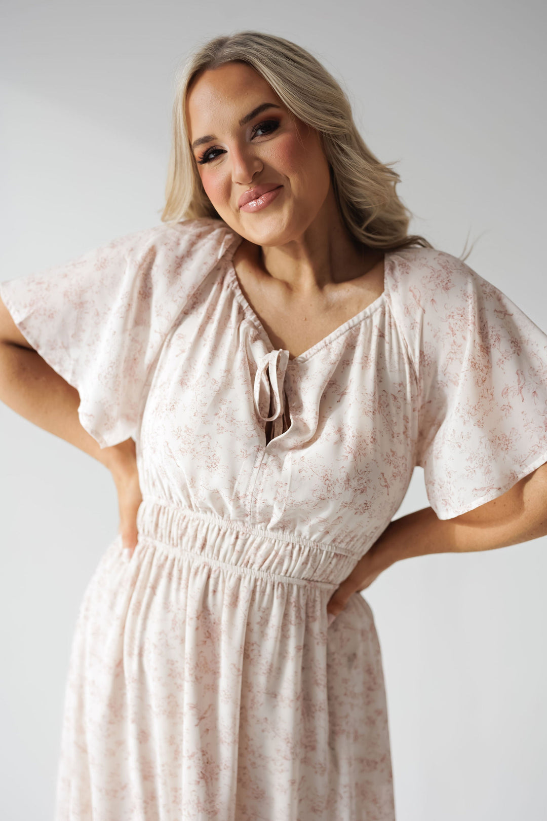 Sophia Dress - Mauve/Cream - FINAL SALE