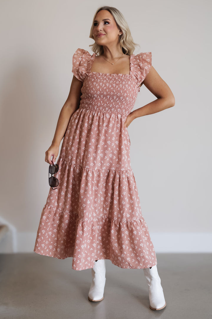 Ainsley Dress - Rust/Natural