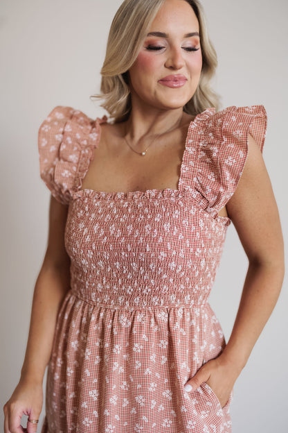Ainsley Dress - Rust/Natural