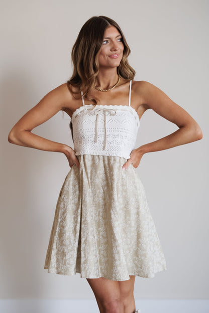 Joy Mini Dress - Natural/White
