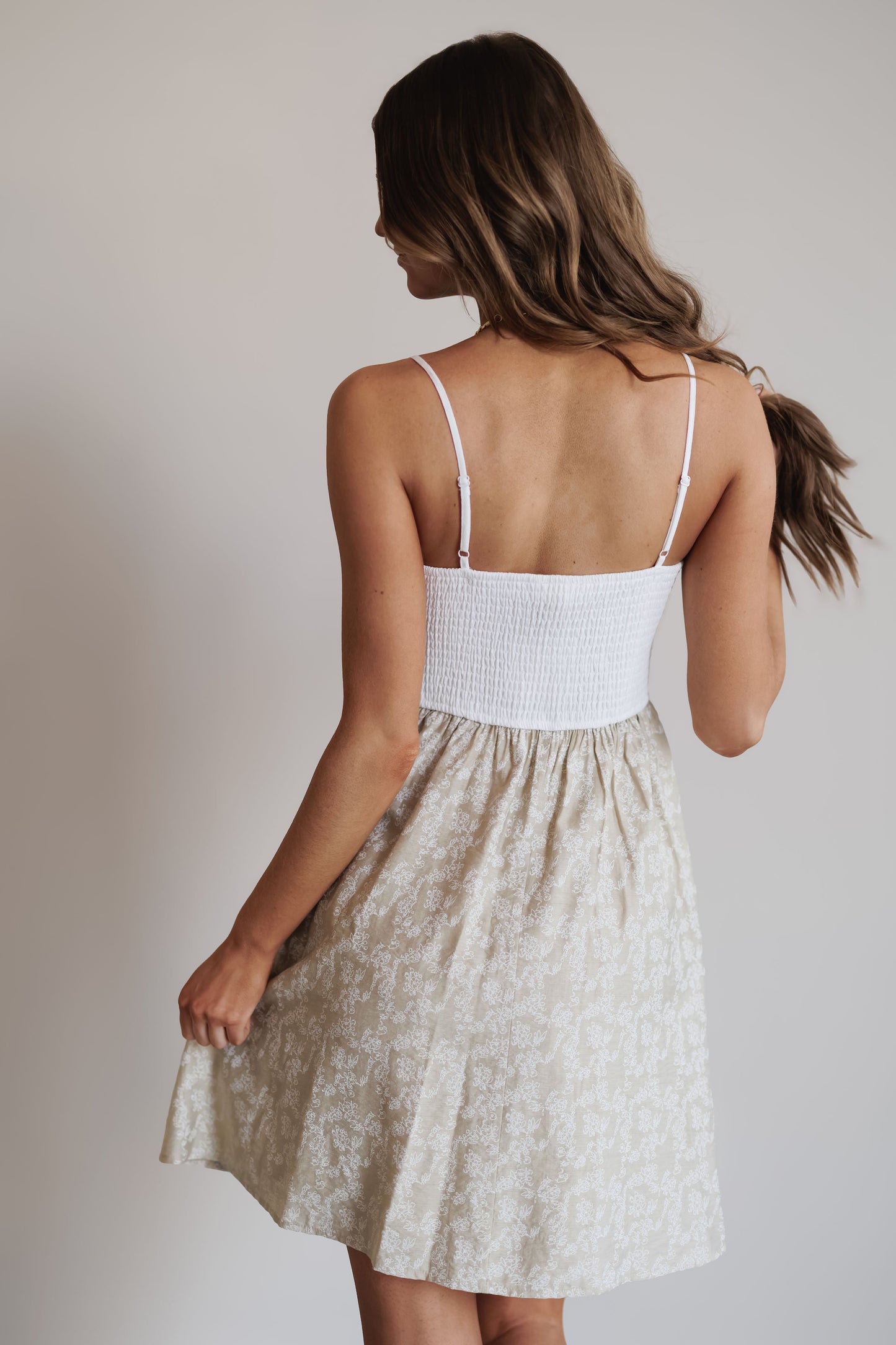 Joy Mini Dress - Natural/White