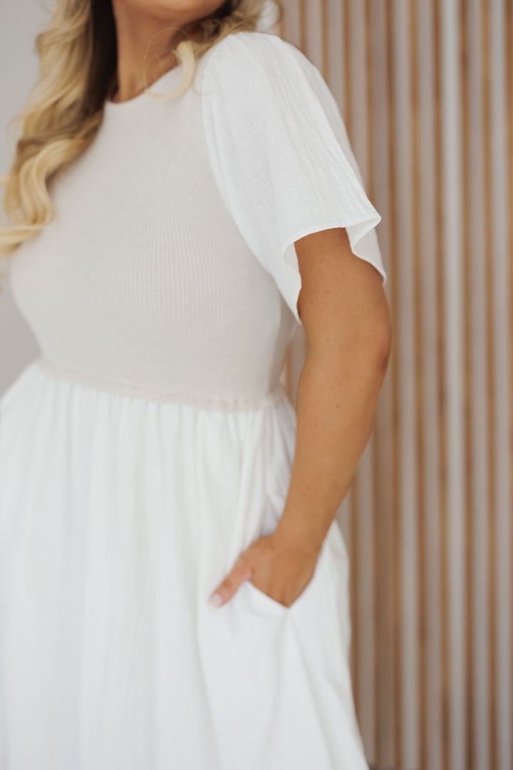 Carmen Dress - Oatmeal/Off White - FINAL SALE