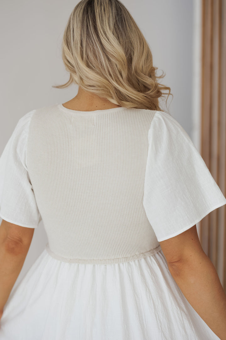 Carmen Dress - Oatmeal/Off White - FINAL SALE