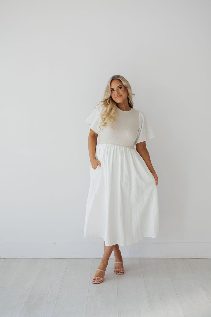Carmen Dress - Oatmeal/Off White - FINAL SALE