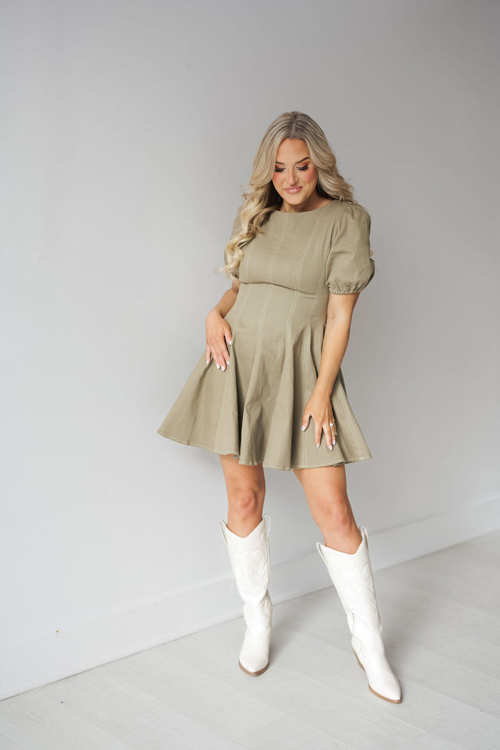 Rachel Mini Dress - Olive - FINAL SALE