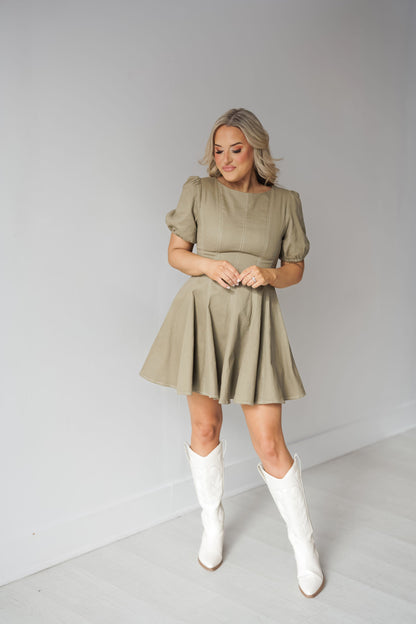 Rachel Mini Dress - Olive - FINAL SALE