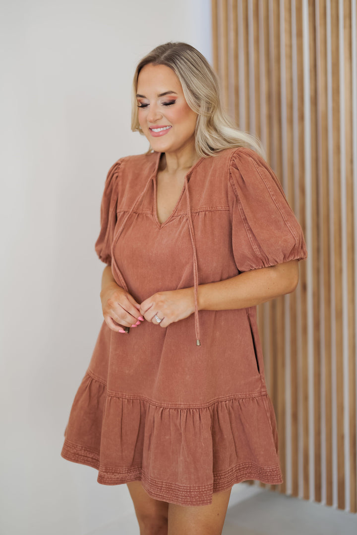 Riley Dress - Rust - FINAL SALE