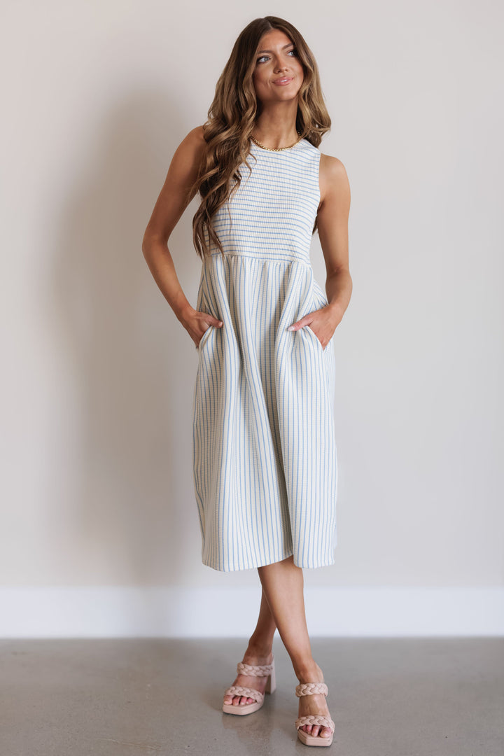 Brynlee Dress - Sky/Cream