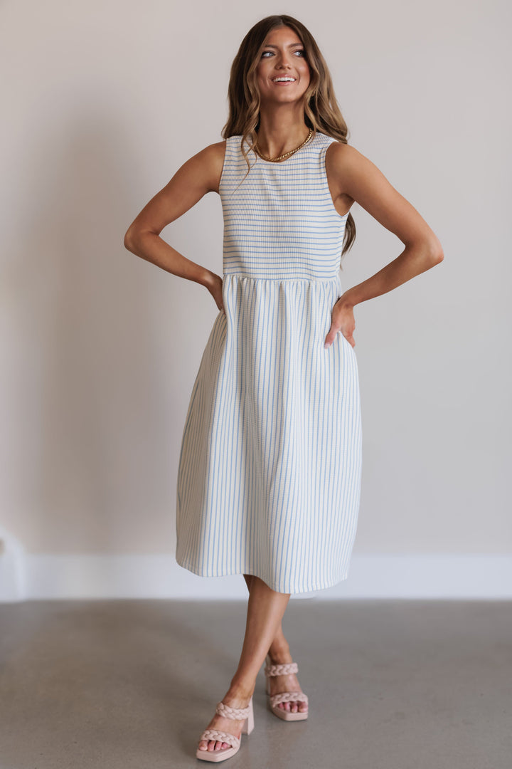 Brynlee Dress - Sky/Cream