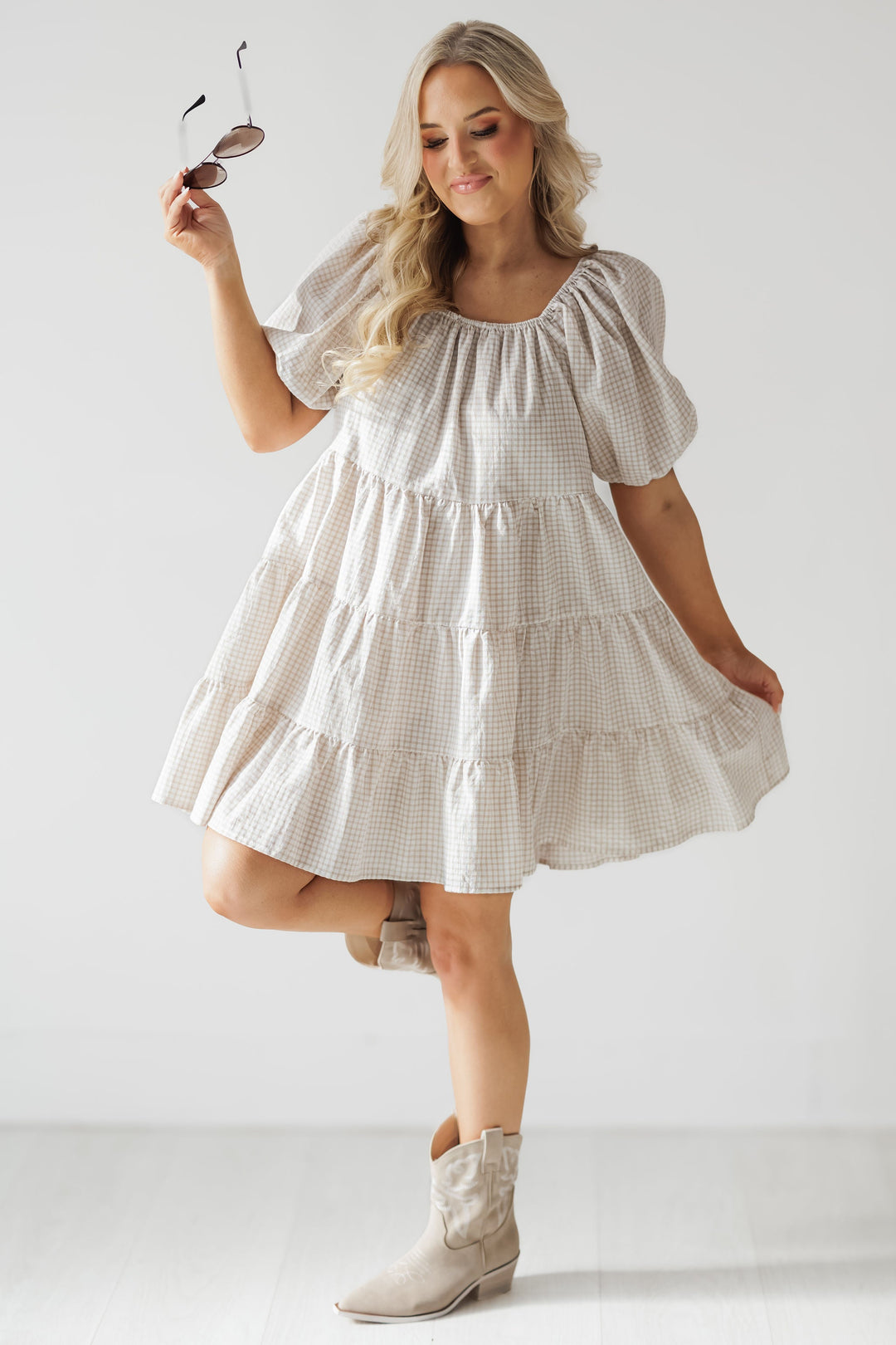 Carolina Mini Dress - Cream/Taupe