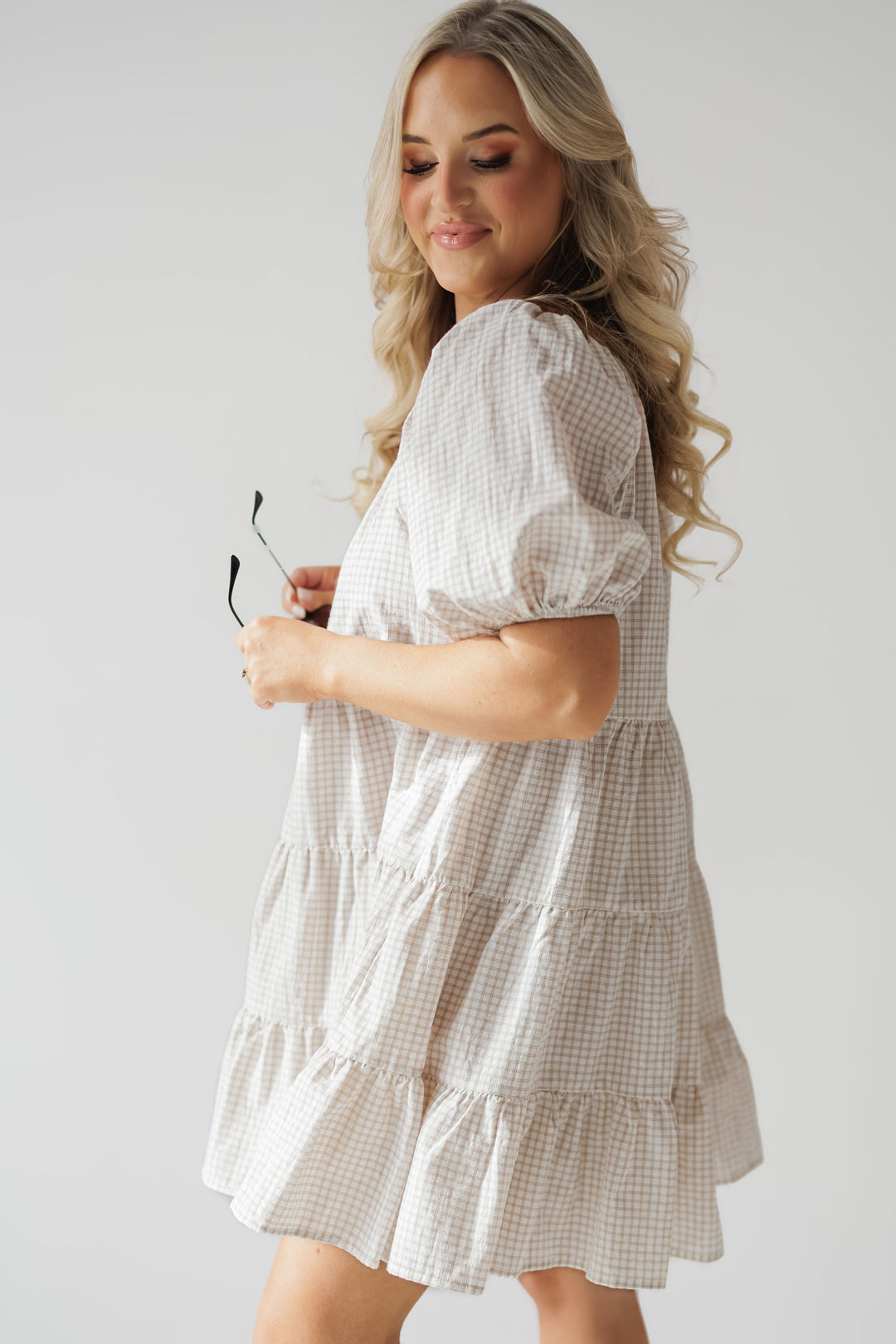 Carolina Mini Dress - Cream/Taupe