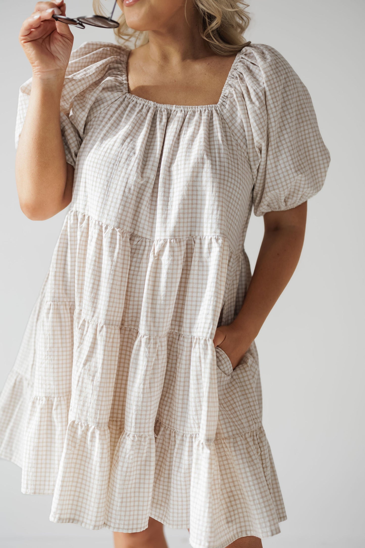 Vestido mini Carolina - Crema/Topo