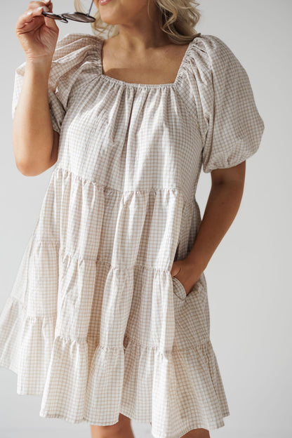Vestido mini Carolina - Crema/Topo