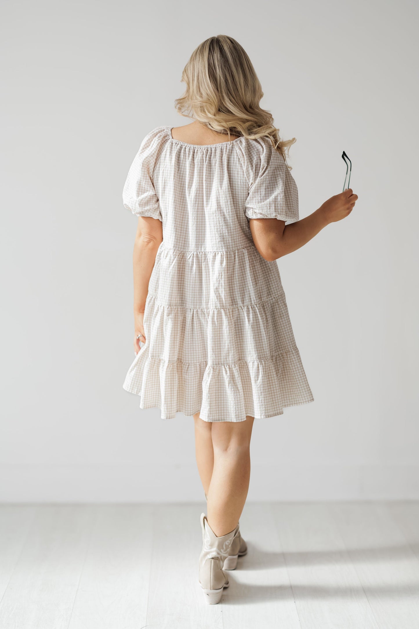 Vestido mini Carolina - Crema/Topo