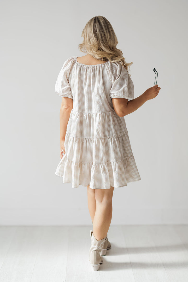 Carolina Mini Dress - Cream/Taupe