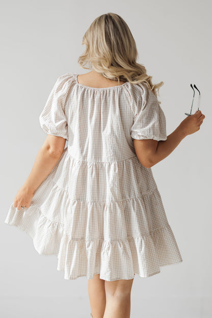 Vestido mini Carolina - Crema/Topo