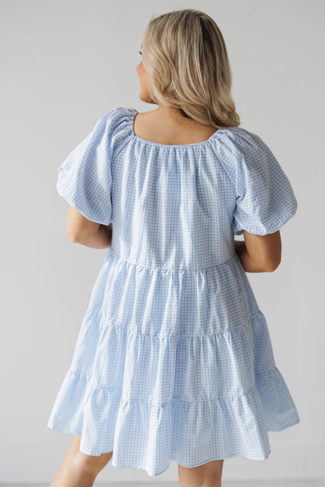 Carolina Mini Dress - Off White/Sky
