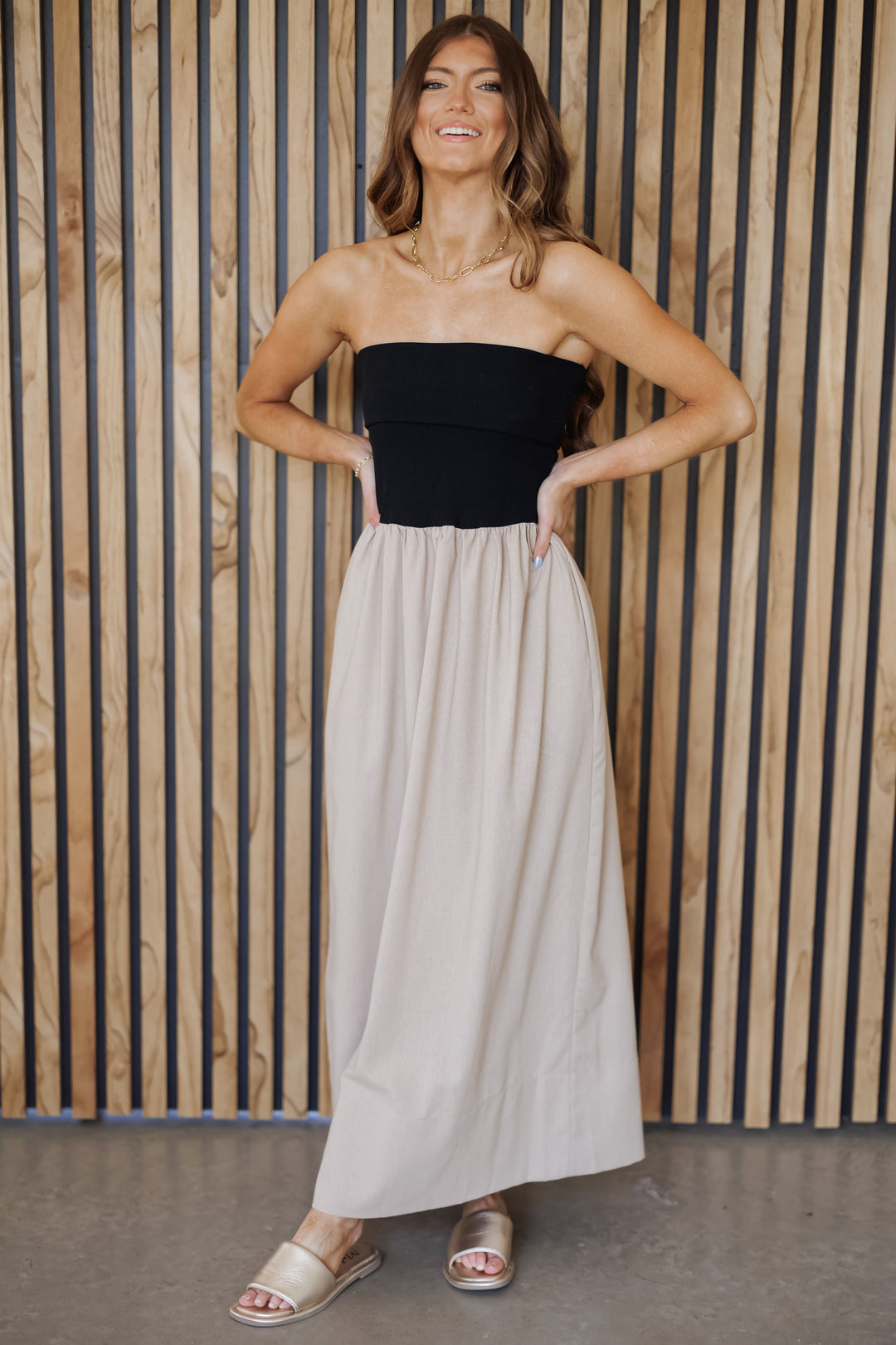 Timeless Trend Maxi Dress - Black/Tan
