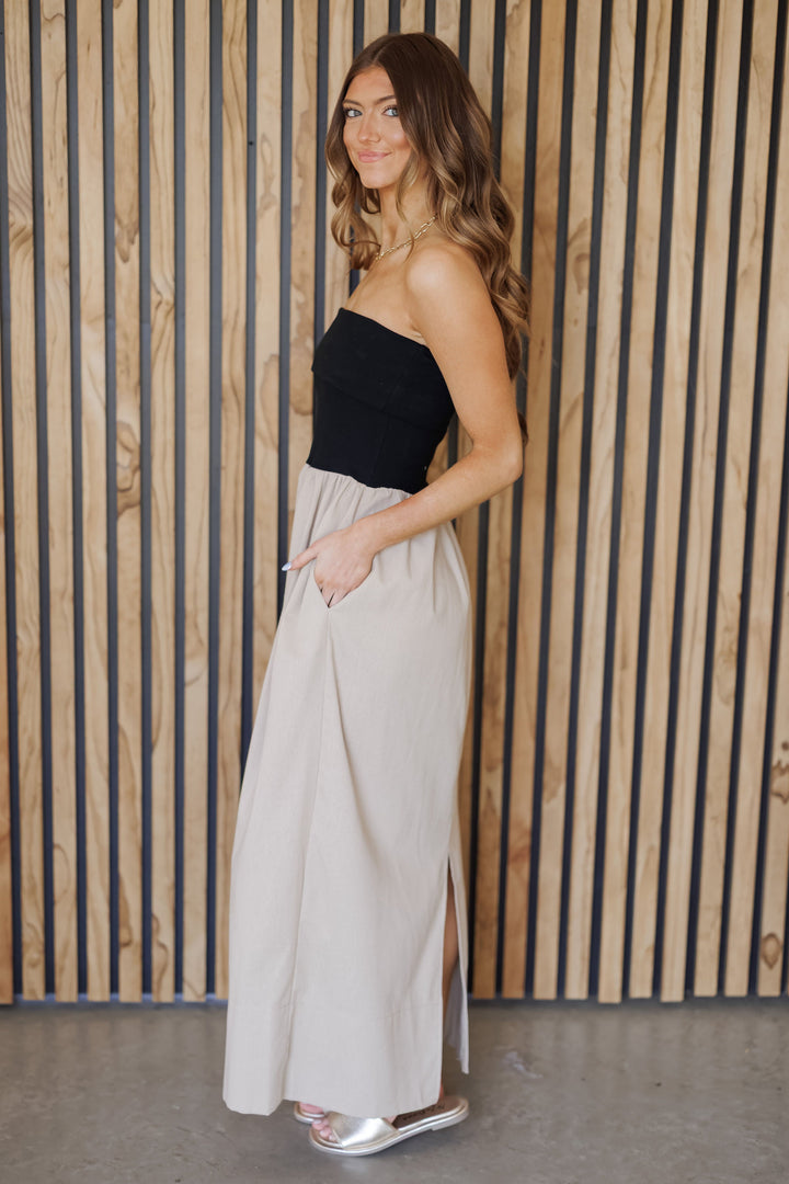 Timeless Trend Maxi Dress - Black/Tan