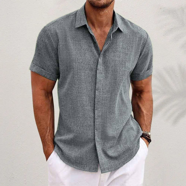 Shane™ short-sleeved shirt in cotton and linen