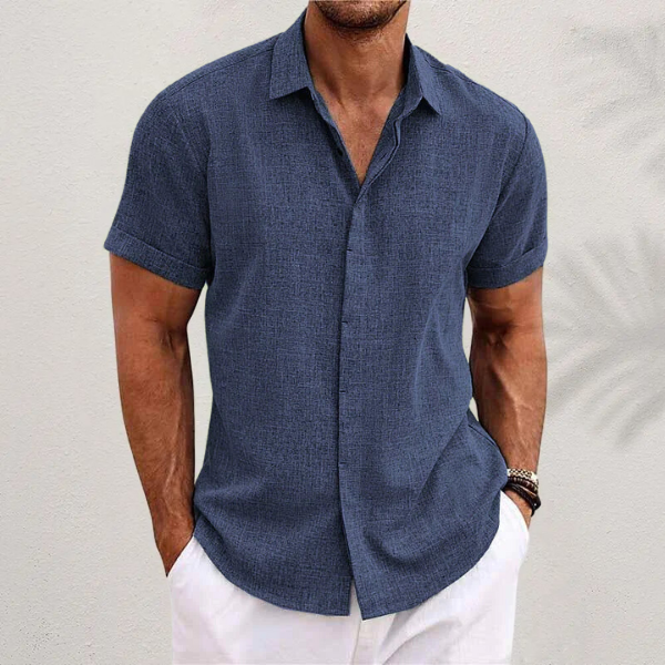 Shane™ short-sleeved shirt in cotton and linen