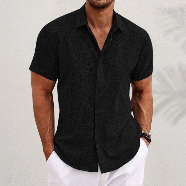 Shane™ short-sleeved shirt in cotton and linen