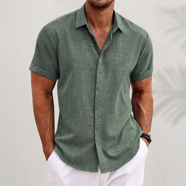 Shane™ short-sleeved shirt in cotton and linen