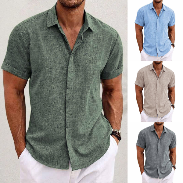 Shane™ short-sleeved shirt in cotton and linen