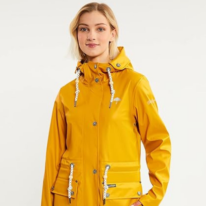 Livia - Water Resistant Hooded Striped Windbreaker Rain Jacket