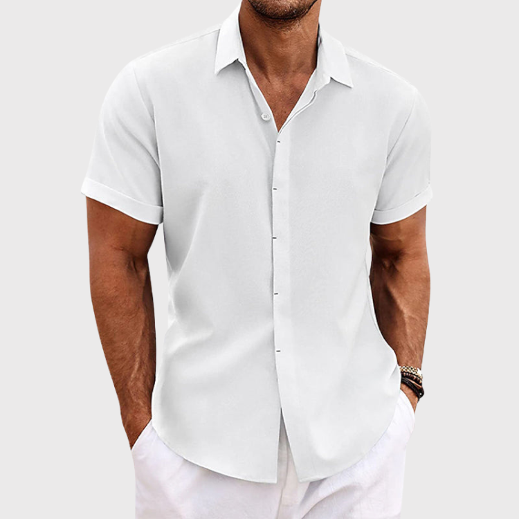 Shane™ short-sleeved shirt in cotton and linen