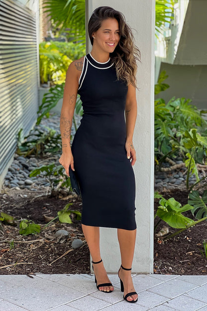 Black Knit Halter Dress