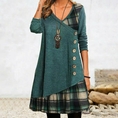 Louise Vintage Button Long Sleeve Dress