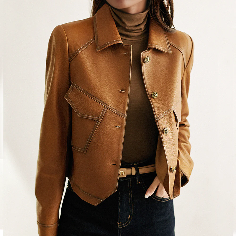 Noval - Veste en cuir vintage