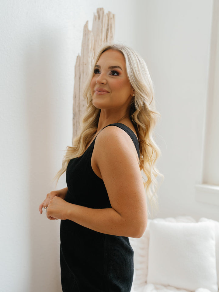 Ariella Corduroy Dress - Black - FINAL SALE